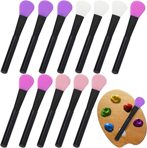 12 Pcs Silicone Applicators Silicone Magic Brushes Ink Paints Blending Brushes Reusable Silicone Epoxy Resin Applicator Sticks for DIY Painting Mi...