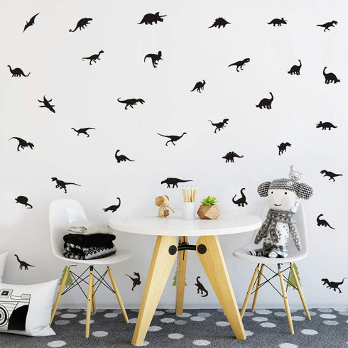 TOARTi Black Dinosaur Wall Decal Minimalist Animals Vinyl Dinosaur Wall Sticker for Baby Boy Room Decoration (35pcs)...