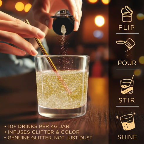 Brew Glitter Gold Edible Drink Glitter 1x 4g Jar for Cocktails, Beer, & Beverages...