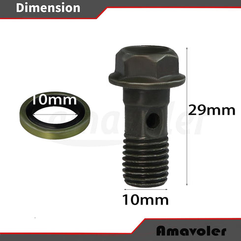 Banjo Bolts Brake Fitting Adapter M10x1.25 with M10 Copper Washers Aftermarket Replacement Parts Compatible for Brake Caliper Master Cylinder....