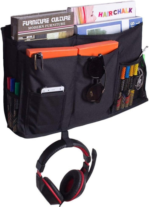 Bunk Bed Organizer, Bedside Storage Caddy, Hanging Pocket for Camp, Dorm Room, Hospital Bed Rail and More (Black)...