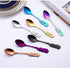 1Pc Rose Gold Flower Spoon Set,Colorful Stainless Steel Flower Spoon Coffee Tea Spork Flatware Dessert Tool Ice Tea Spoon Colorful Mini Cutlery Se...