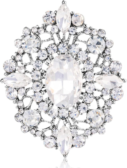 LAXPICOL Vintage Clear Austrian Crystal Brooch Pin For Women Elegant Wedding Bridal Broach Pin 1.69"*1.39"...