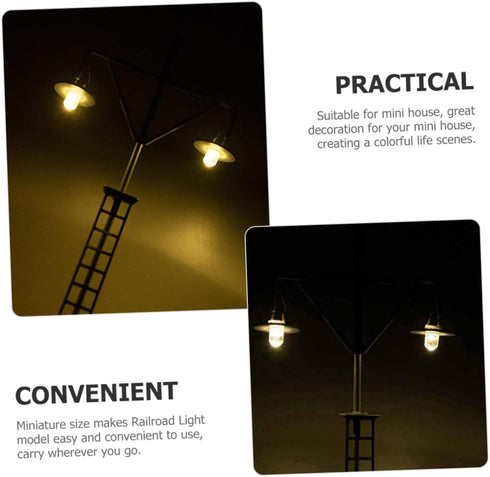 STOBOK 2pcs Train Light Model Sand Table Building Material Decorative Garden Lights Railway Train Scenery Model Miniature Street Lamp Model Railwa...