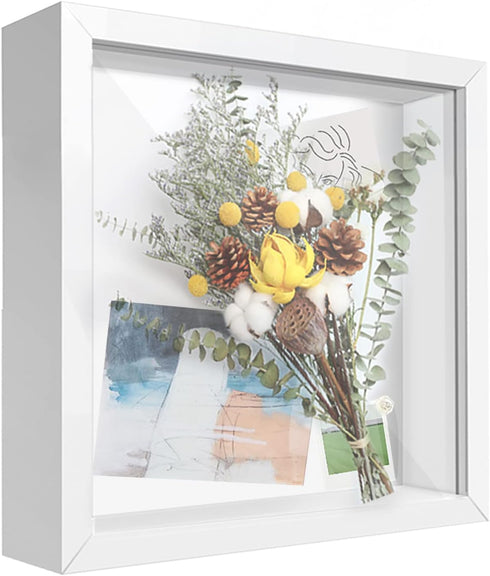 8x8 Shadow Box Frame Display Case with Letter Stickers, 3D Picture Frame, Display Case Box for Memorabilia, Baby Items, Wedding Memories, Crafts, ...