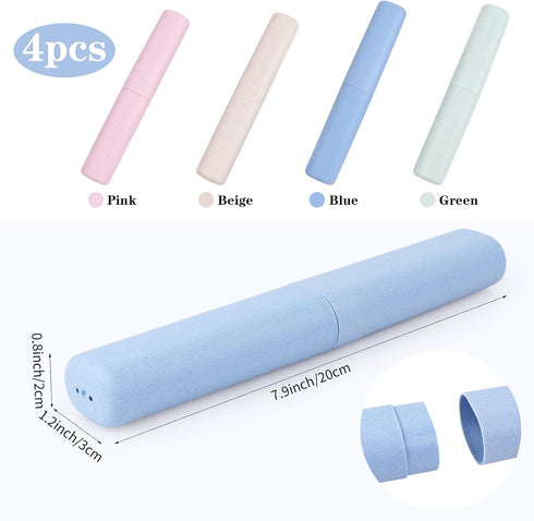 4 Pack Travel Toothbrush Case Portable Toothbrush Carrier Case Plastic Toothbrush Storage Case Cover Toothbrush Cup Container for Traveling, Campi...