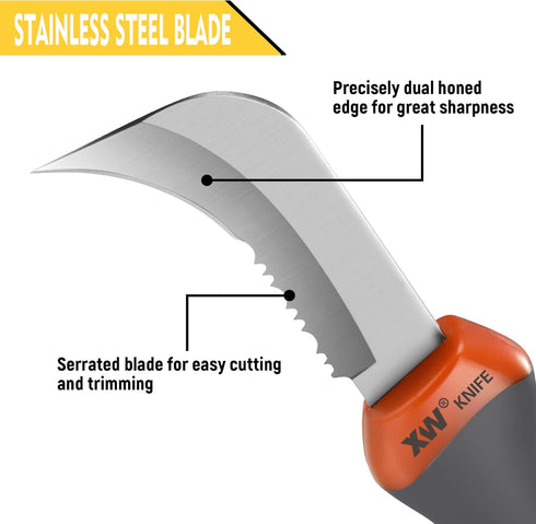 XW Linoleum Flooring and Roofing Knife with Stainless Steel Hook Blade for Cutting Wallpaper, Carpet, Vinyl, Ceilings, Floor Covering...