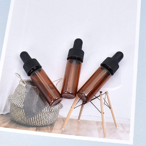 15Pcs Amber Dropper Bottles 4ml Mini Empty Perfume Glass Sample Vials Essential Oil Dropping Bottles Cosmetic Lotion Containers with Glass Dropper...