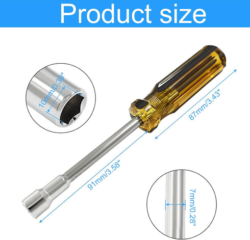 10mm Socket Wrench Screwdriver, Hex Socket Wrench High-Carbon Steel Hexagon Nut Driver Non-Magnetic Tip Hex Nut Screwdriver Hand Tool for Repairs(...