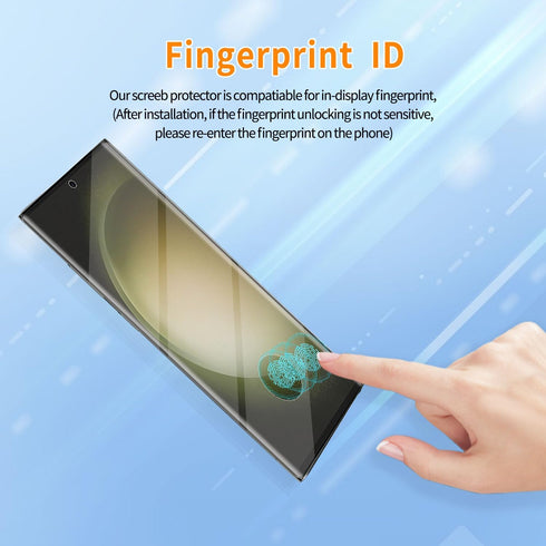 3 Pack Curved Tempered Glass Screen Protector Applicable for Samsung Galaxy S23 Ultra 5G 6.8inch, Support Fingerprint ID Friendly Tempered Glass S...