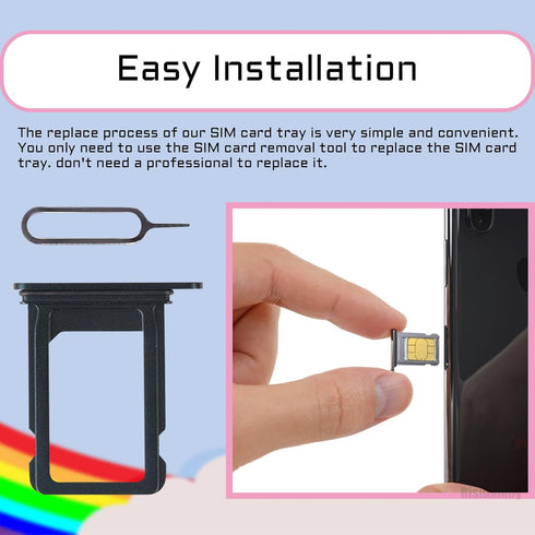 for iPhone 13 Black SIM Card Slot Replacement Single SIM Version Card Tray Holder Adapter with Waterproof Rubber Ring Repair Tool Fix Kit SIM Ejec...