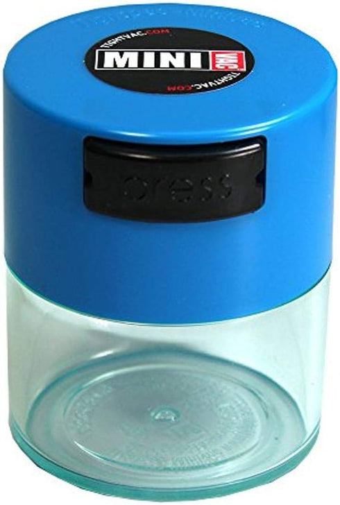 Minivac - 10g to 30 grams Airtight Multi-Use Vacuum Seal Portable Storage Container for Dry Goods, Food, and Herbs - Light Blue Clear...