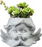 Vaguelly Cute Succulent Planter Angel Statue Head Face Planter Pot Ceramic Flower Pot Cactus Container with Drainage Hole Pens Holder for Indoor O...