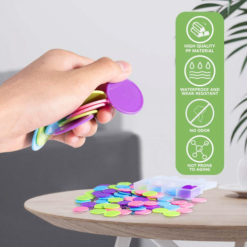 200 Pcs 1.45 Inch Poker Chips with Storage Box for Kids Math Counting Card Game Conters...