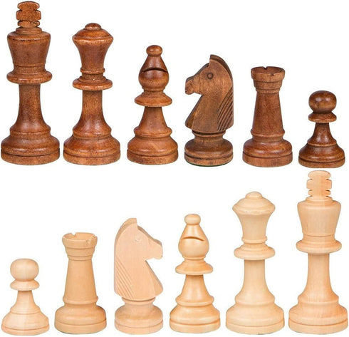 2 in 1 Chess Pieces Wood Chess Pieces + Checker Pieces Without Board (3.5 inches)...