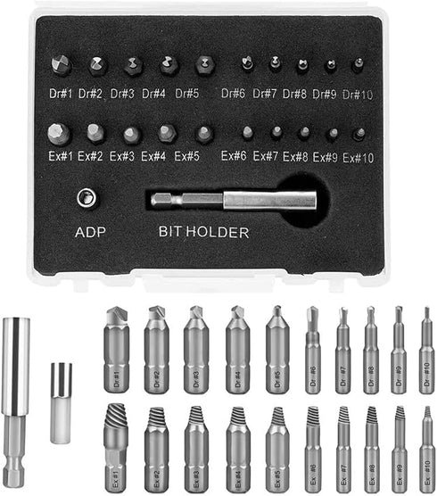 22pcs Damaged Screw Extractor Broken Screws and Bolt Stripped Remover Kit with Magnetic Extension Bit Holder & Socket Adapter...