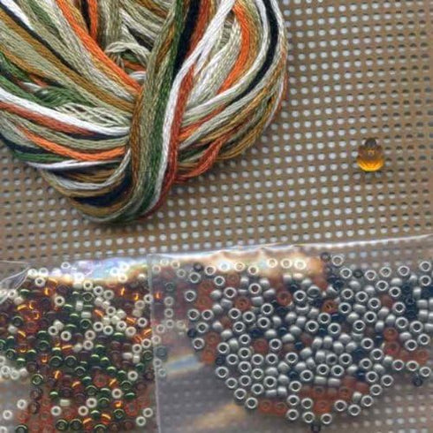 Squirrelly Beaded Counted Cross Stitch Ornament Kit Mill Hill 2012 Autumn Harvest MH18-2206...