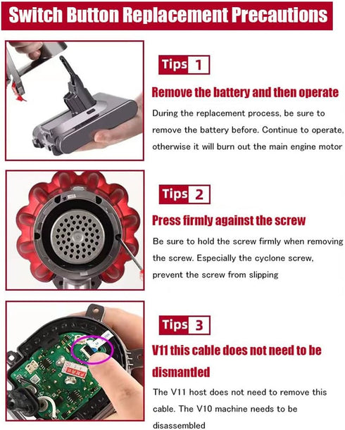 Strong Trigger Power Switch Button Accessories for Dyson V11/V10 Cleaner Tools Supply...