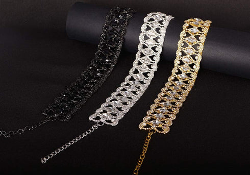 Sexy Rhinestone Choker Necklace for Women Dainty CZ Diamond Gem Chokers for Women - BLACK...