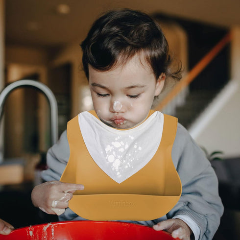 Silicone Baby Bib with 2 Holes for Paper Towel, Adjustable Fit Waterproof Soft Bibs for Babies & Toddlers...