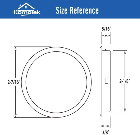 HOMOTEK Closet Door Finger Pull 2-1/8”, Easy Snap in Installation, Satin Nickel Finish, No Nail Require, Fits a 5/16”Depth x 2-1/8" Diameter Openi...