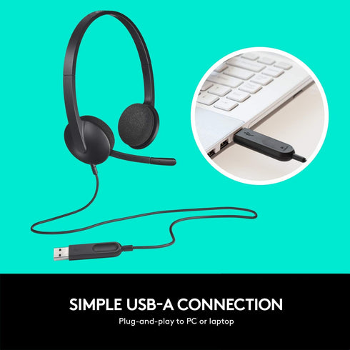 Logitech USB Headset H340, Stereo, USB Headset for Windows and Mac - Black......