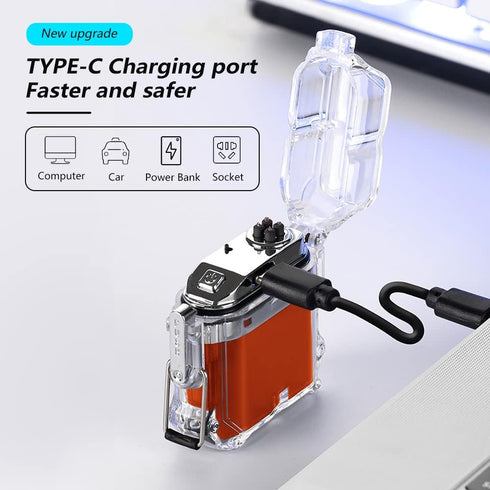 SKRFIRE Electric Lighters Rechargeable Flameless Windproof Outdoor Lighter Plasma Lighter USB Rechargeable Clear Waterproof Double Arc Lighter for...