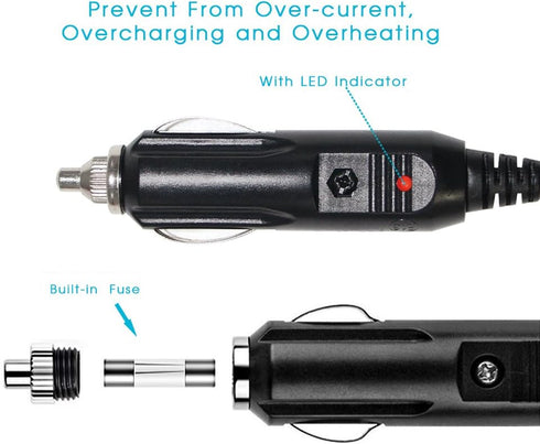KUNCAN Replacement Cigarette Lighter Plug - 12 Volt Male Cigar Plug with Leads Car Adapter Dc Battery Charger Connectors 12V Power Supply for Auto...