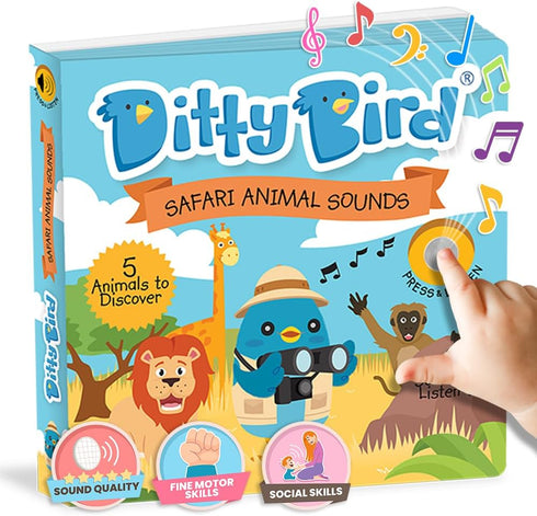 Ditty Bird Safari Book for Toddlers | Realistic Animal Sound Book | Interactive Safari Board Books for Toddlers 1-3 | Sensory, Musical Books for A...