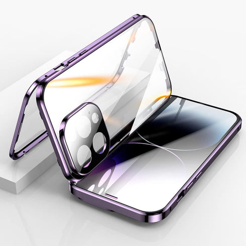 Lockable Magnetic Case for iPhone 15 Plus with Safety Lock Screen Protector Camera Lens Protector Double-Sided Glass 360° Full Body Bumper Cover C...