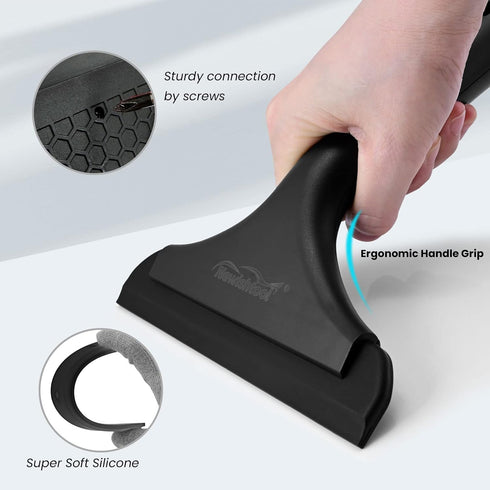 NEWISHTOOL Bathroom Shower Squeegee 5.9 Inch Soft Silicone Blade Squeegee for Shower Glass Door Mirrors Car Windshield, Kitchen Squeegee Counterto...