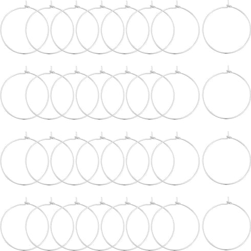 Beebeecraft 1 Box 50Pcs Earring Hoops for Jewelry Making Platinum Plated Wine Glass Charms Rings Beading Earrings Hoop for DIY Jewellery Earring C...
