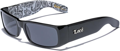 Locs Original Gangsta Shades Men's Hardcore Dark Lens Sunglasses with Bandana Print - Black & White...