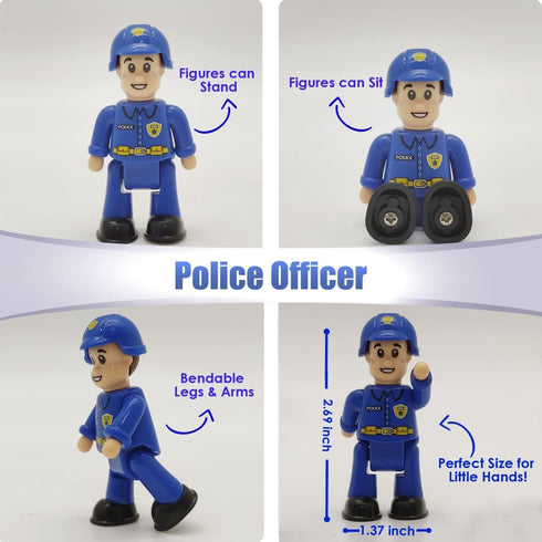 FUNERICA Toy Police Officer Set (3 Pcs) Detailed and Imaginative Little People Police Action Figures for Toddlers and Kids -Community Helpers Figu...