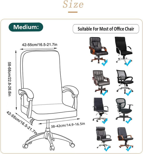 Office Chair Slipcovers Stretchy Polyester Jacquard Computer Chair Cover (No Chair) (Black, M)...