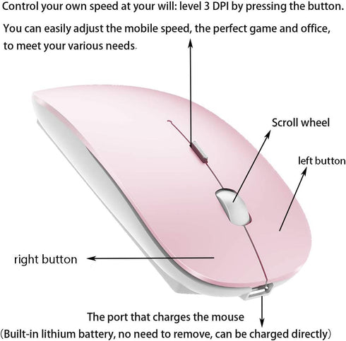 Bluetooth Mouse for iPad Pro iPad Air Rechargeable Bluetooth Wireless Mouse for MacBook pro MacBook Air Mac Laptop Chromebook Windows HP PC DELL (...