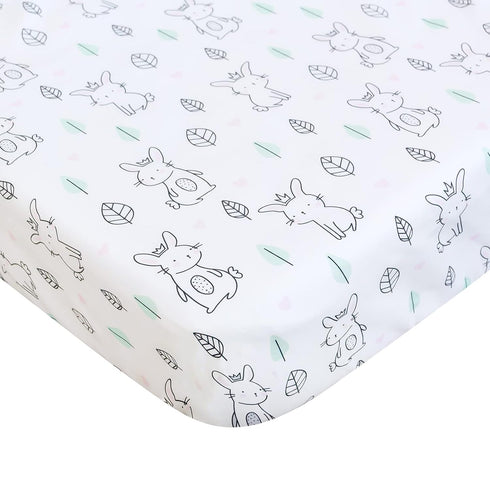 Pack and Play Sheets Fitted Mini Crib, Breathable Microfiber Stretchy Playard Sheets Fit for Graco Pack and Play, Lovely Bunny Mini Crib Fitted Sh...