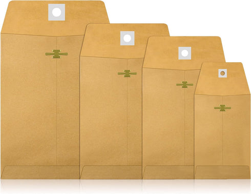 4 Sizes Clasp Envelopes Kraft Paper Catalog Clasp Envelope with Clasp Closure for Filing, Storing or Mailing Documents, 50 Pieces (Brown,5 x7 In,6...