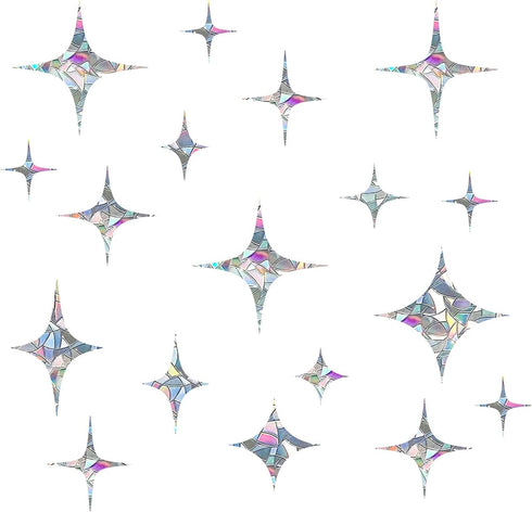 Cross Star Window Stickers for Bird Strikes, Stop Birds from Hitting Windows, Glass Awareness Decals for Windows, Anti Collision Rainbow Decals, 3...