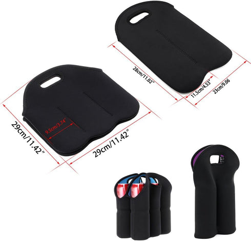 Hipiwe Set of 2 - Insulated Neoprene Wine Carrier Tote Bag + 6 Pack Beer Water Can Carrier Tote Bottle Holder Bottle Cooler Bag - Perfect for Trav...