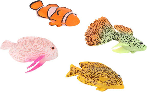 4Pcs Artificial Silicone Tropical Fish, Aquarium Artificial Fishes Glowing Effect Moving Fish Silicone Floating Fishes for Fish Decoration...