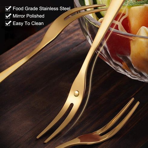 Comicfs 20-Piece Stainless Steel Forks, 5.3 Inches, Seafood Crab Forks Escargot Fork 2 Prong Tasting Appetizer Forks Dessert Cocktail Salad Fruit ...