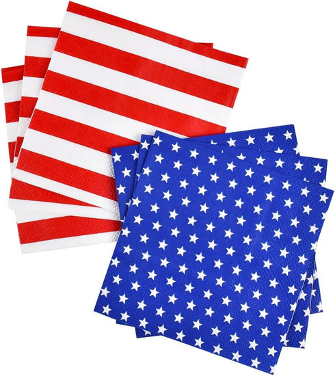 Gatherfun American Flag Patriotic Party Supplies Disposable Paper Napkins Cocktail Napkins for Veterans Day Election Day 4th of July Independence ...