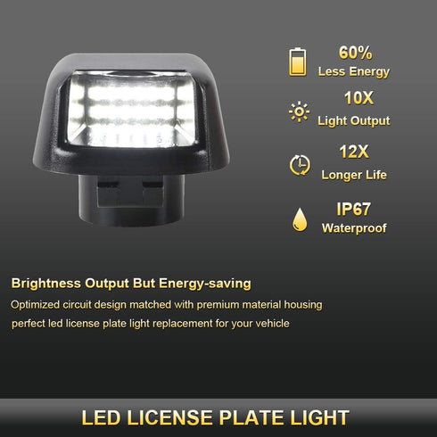 Gempro License Plate Light, 2Pcs LED License Plate Tag Lamp Assembly Replacement Compatbile for Nissan Frontier Titan Xterra Armada Suzuki Equator...
