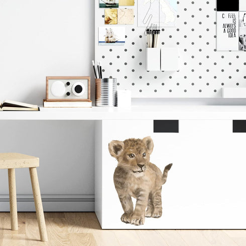 ROFARSO Lifelike Cute Lovely Baby Lion Animal Wall Stickers Removable Wall Decals Peel and Stick Wall Art Decorations Home Decor for Kid Nursery B...