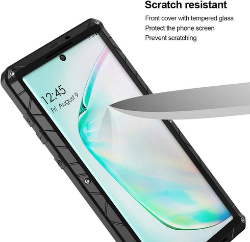Feitenn Galaxy Note 10 Case Metal, Note 10 Case Heavy Duty, Gorilla Glass Cover Armor Aluminum Alloy Bumper Military Shockproof Hard Defender Outd...