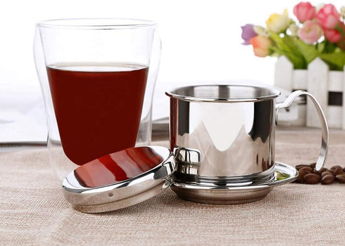 Vietnamese Coffee Drip Filter, Stainless Steel Drip Coffee Filter Maker Pour Over Coffee Dripper, Stainless Steel Cup Portable Coffee Maker Infuse...