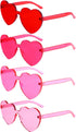 4 Pieces Heart Shaped Sunglasses for Women Men Christmas Valentine's Day Frameless Glasses...