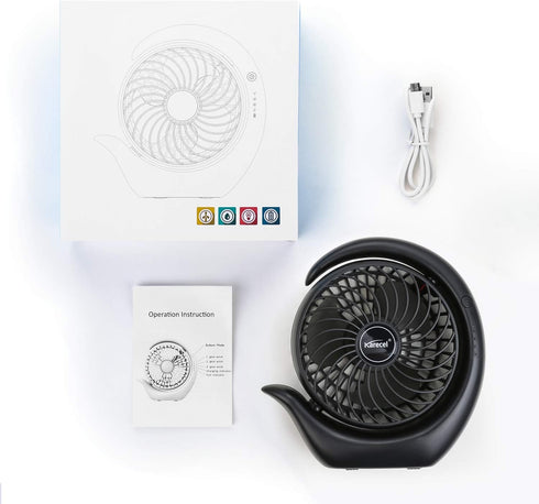 Battery Operated Fan, Rechargeable Fan 3 Speeds Small Desk Portable Fan, Long Life Battery & USB Powered Mini Fan, Personal Quiet Strong Wind Desk...