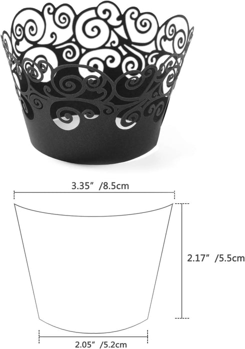 Cupcake Wrappers, KPOSIYA 100 Pack Cupcake Wraps Filigree Artistic Bake Cake Paper Cup Little Vine Laser Cut Liner Baking Cups Muffin Case Trays f...